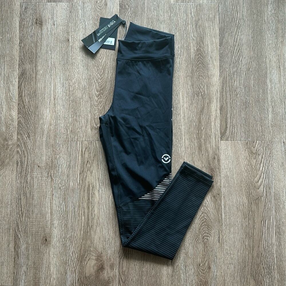NWT Virus EAU7X Tech Compression Pant Leggings Black &‎ Silver Size Small